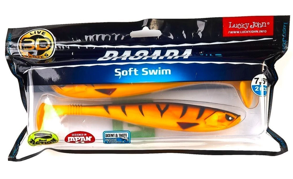 Силиконовая приманка Lucky John Basara Soft Swim 7.5in 195 мм 2 шт PG08 3D Series  140417-PG08 — крупный план
	                                    2