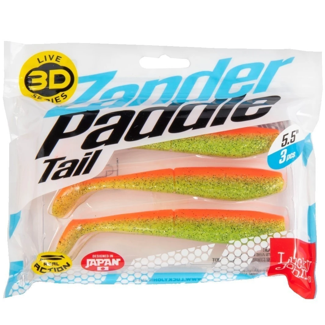 Силиконовая приманка Lucky John Zander Paddle Tail 5.5in 140 мм 3 шт Z12 3D Series  140431-Z12 — крупный план
	                                    2