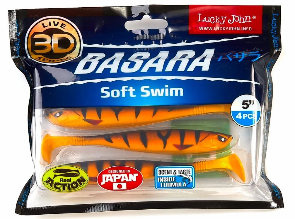 Силиконовая приманка Lucky John Basara Soft Swim 5.0in 127 мм 4 шт PG08 3D Series  140404-PG08 — крупный план
	                                    2