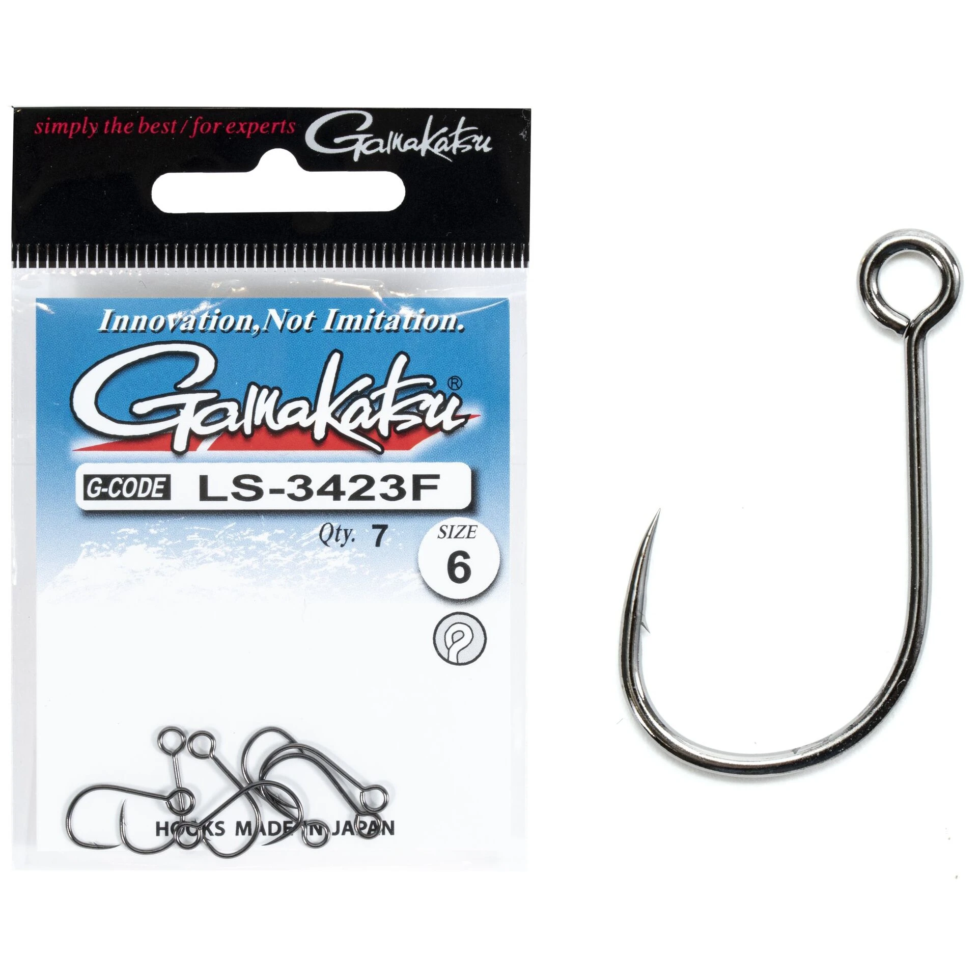 Крючок Одинарный Gamakatsu LS-3423F New Label Hooks Black №6 7 шт    149123-006 — характеристики,  особенности конструкции