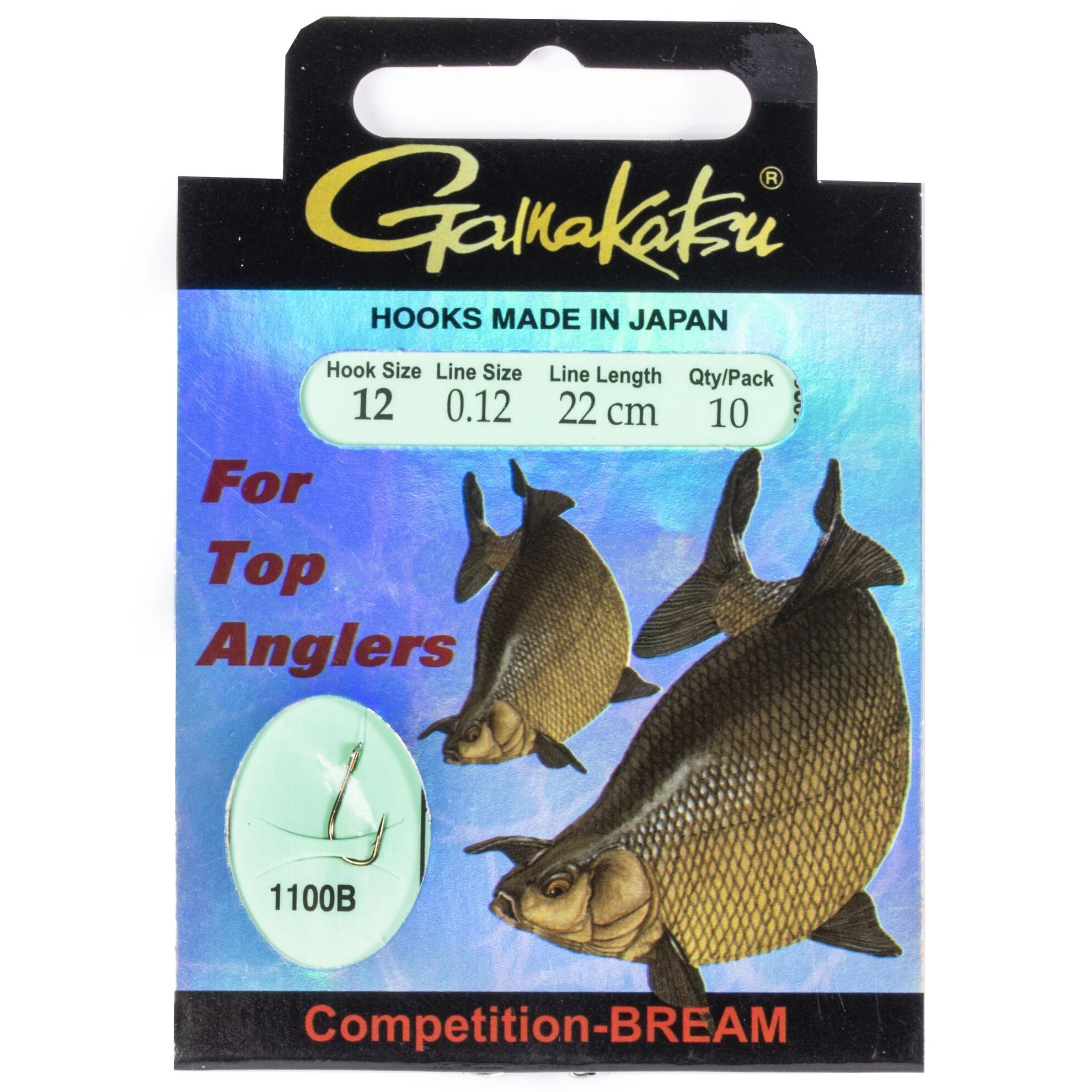 Поводок Gamakatsu Booklet Bream Com 1100B 22 см  0,12 мм  10 шт №12  140203-012-012 — характеристики,
	                                    особенности конструкции