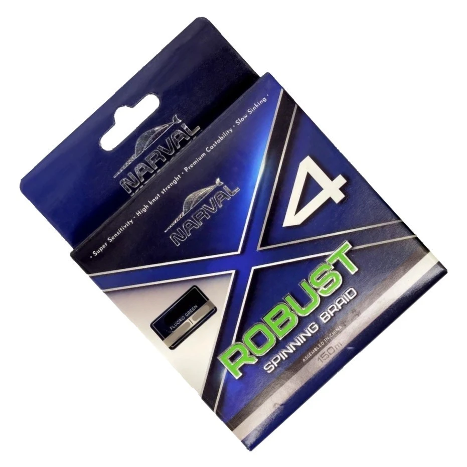 Плетеный шнур Narval Robust X4 PE 150 м  PE # 1 Fluoro green 0,165 мм   NVLRBS150G1.0 — крупный план
	                                    2