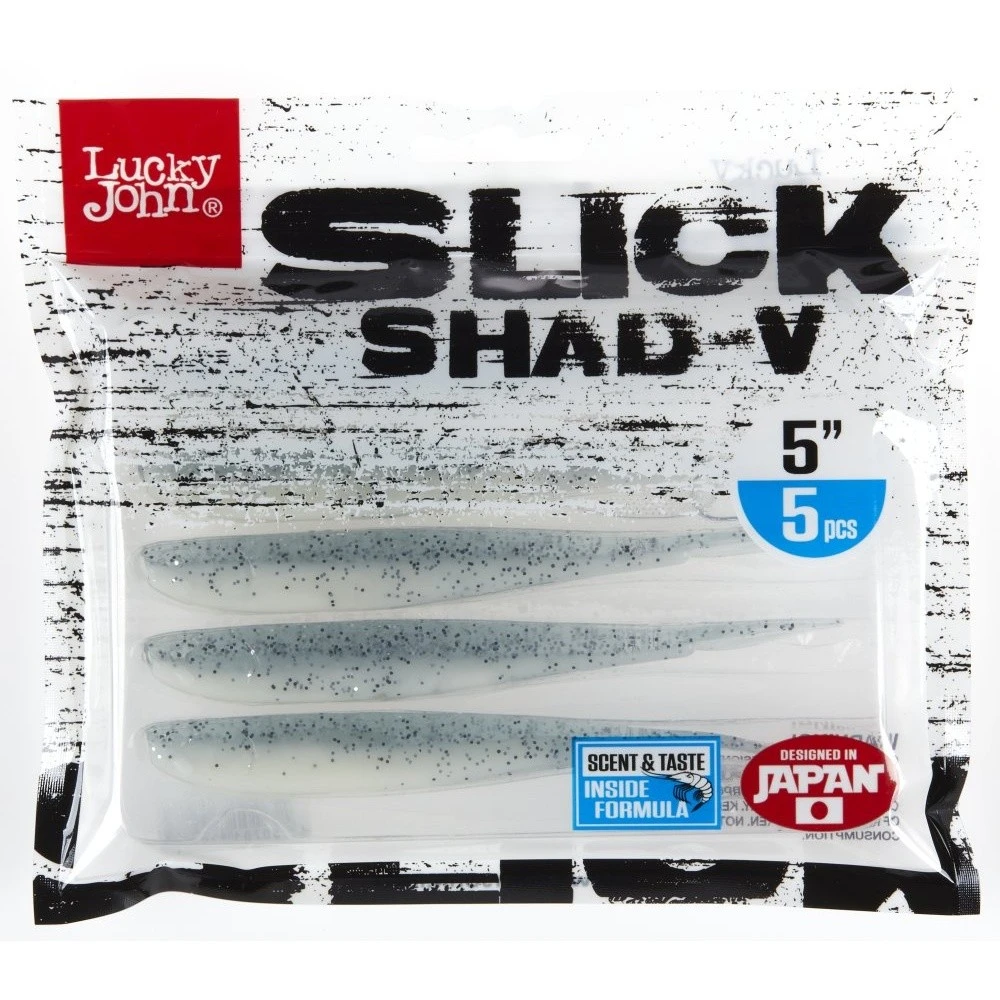 Силиконовая приманка Lucky John Slick Shad-V 5.0in 127 мм 5 шт 017 3D Series  140423-017 — крупный план
	                                    2