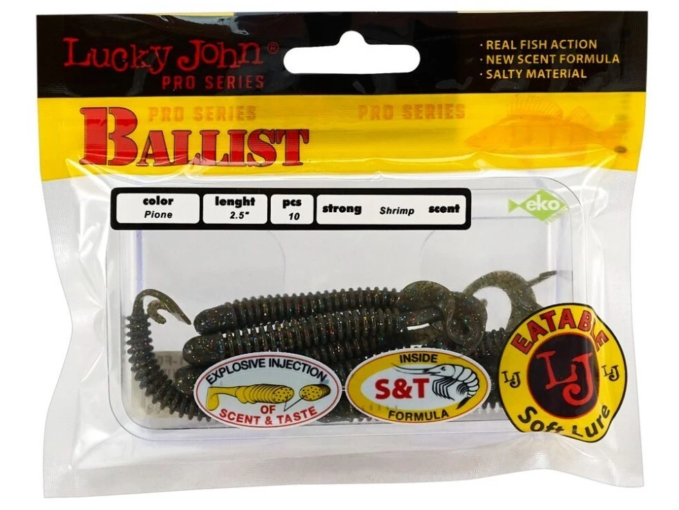 Силиконовая приманка Lucky John Ballist 2.5in 63 мм 10 шт F08 Pro Series  140101-F08 — крупный план
	                                    2