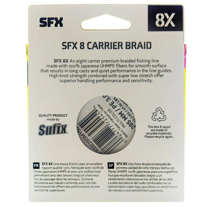 Плетеный шнур Sufix SFX 8X 150 м  PE # 1 Разноцветная 0,165 мм   SFX8B165M150 — крупный план
	                                    2