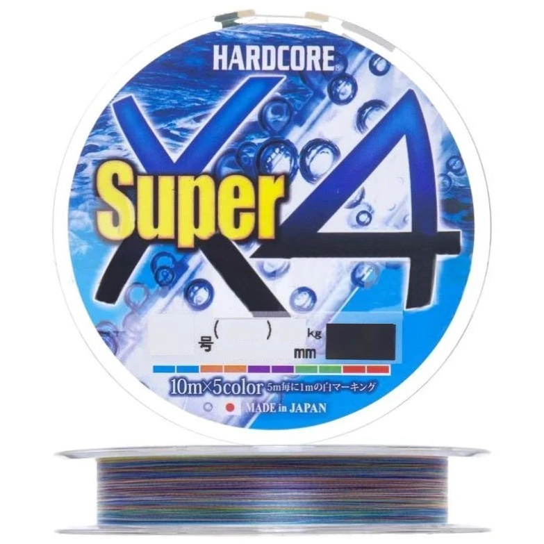 Плетеный шнур Duel PE Hardcore Super X4 200 м  PE # 2 5Color 0,24 мм   H4309-5C — характеристики,  особенности конструкции