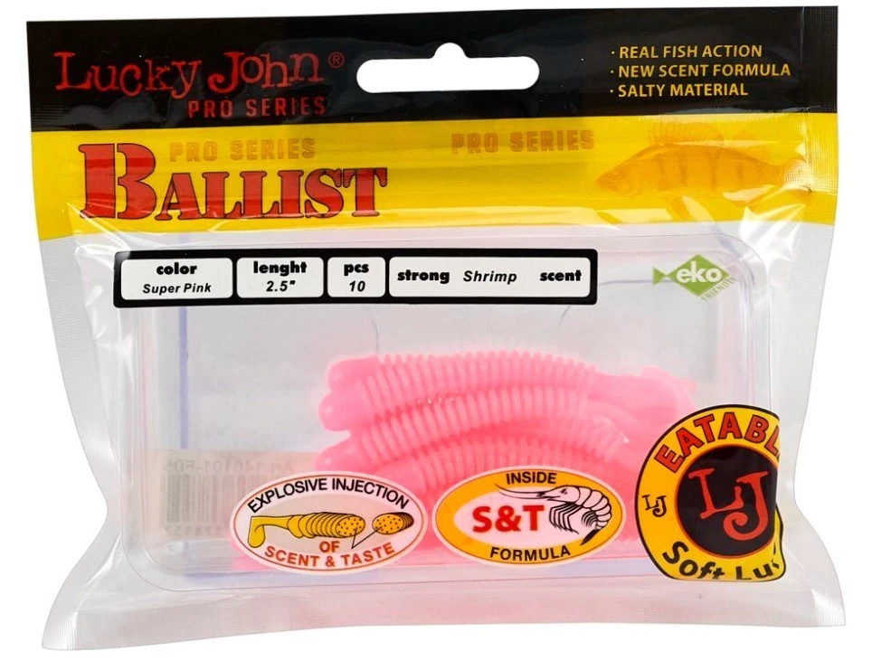 Силиконовая приманка Lucky John Ballist 2.5in 63 мм 10 шт F05 Pro Series  140101-F05 — крупный план
	                                    2