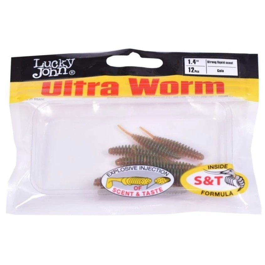 Силиконовая приманка Lucky John Trick Ultraworm 1.4in 35 мм 12 шт PA16 Pro Series  140192-PA16 — крупный план
	                                    2