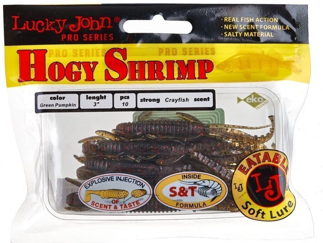 Силиконовая приманка Lucky John Hogy Shrimp 3.0in 76 мм 10 шт PA03 Pro Series  140140-PA03 — крупный план
	                                    2