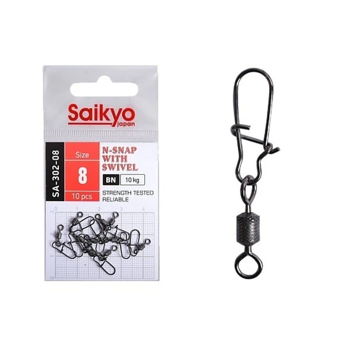 Вертлюг с застежкой Saikyo SA-302 №8 10 шт BN   SA-302-08 — характеристики,  особенности конструкции