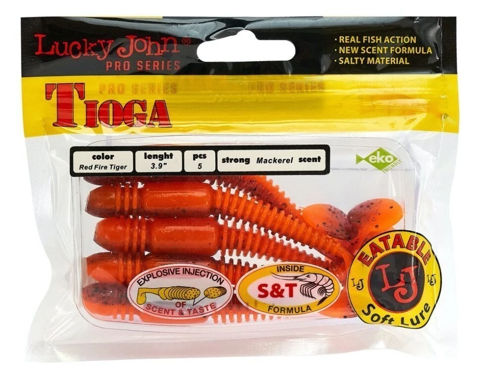 Силиконовая приманка Lucky John Tioga 3.9in 100 мм 5 шт T48 Pro Series  140104-T48 — крупный план
	                                    2