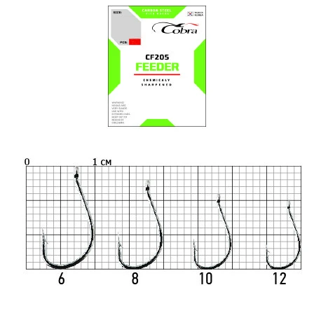 Крючок Одинарный Cobra Feeder Universal CF205 №10 10 шт    CF205-010 — крупный план
	                                    1