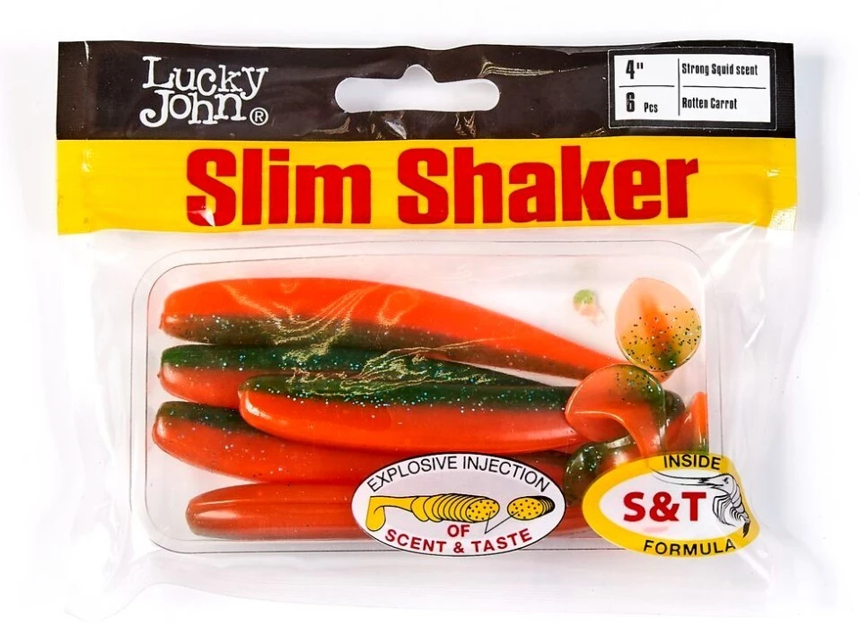 Силиконовая приманка Lucky John Slim Shaker 4in 100 мм 6 шт T56 Pro Series  140183-T56 — крупный план
	                                    2