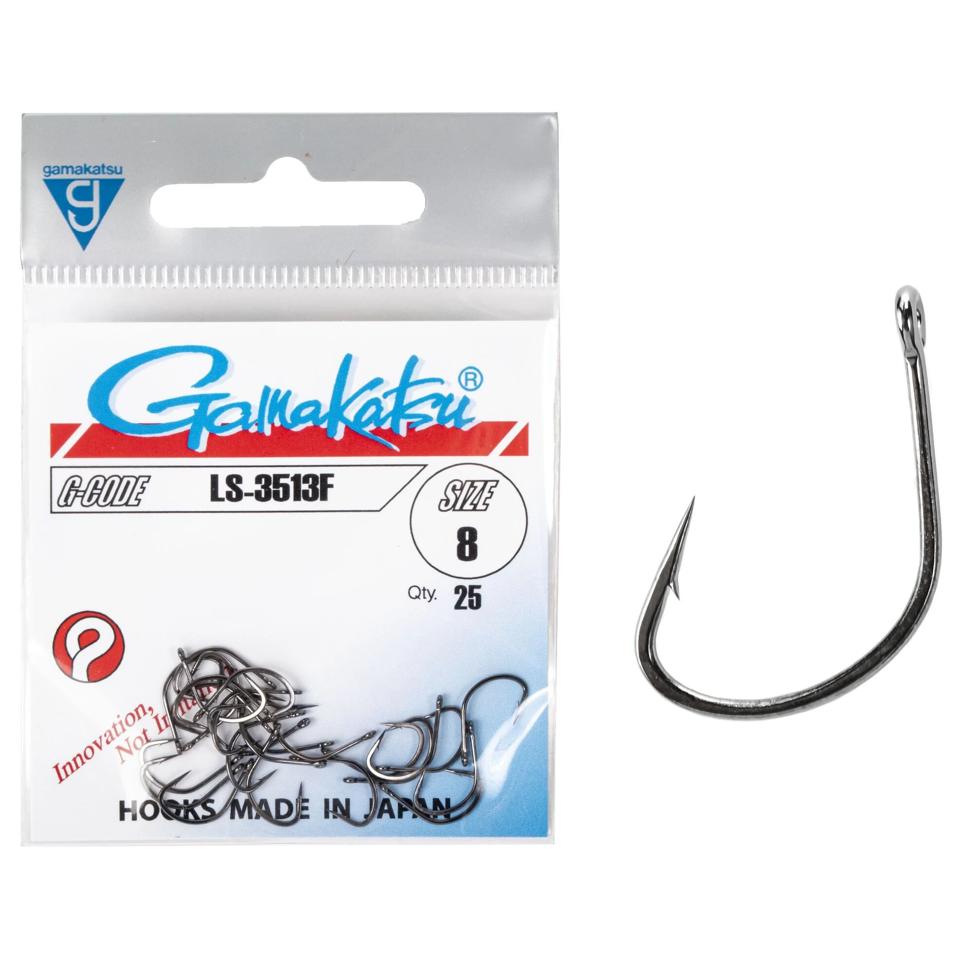 Крючок Одинарный Gamakatsu LS-3513F Hooks Black №8 25 шт    146590-008 — крупный план
	                                    1