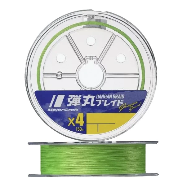 Плетеный шнур Major Craft Dangan Braid X4 150 м  PE # 0,6 Зеленый 0,1 мм   DB4-150/ 0.6 GR — характеристики,  особенности конструкции