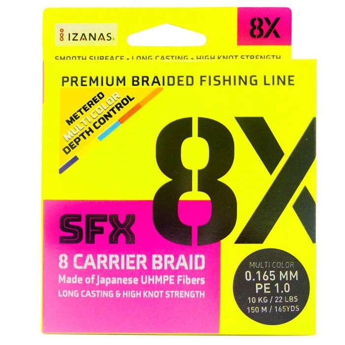 Плетеный шнур Sufix SFX 8X 150 м  PE # 1 Разноцветная 0,165 мм   SFX8B165M150 — характеристики,
	                                    особенности конструкции