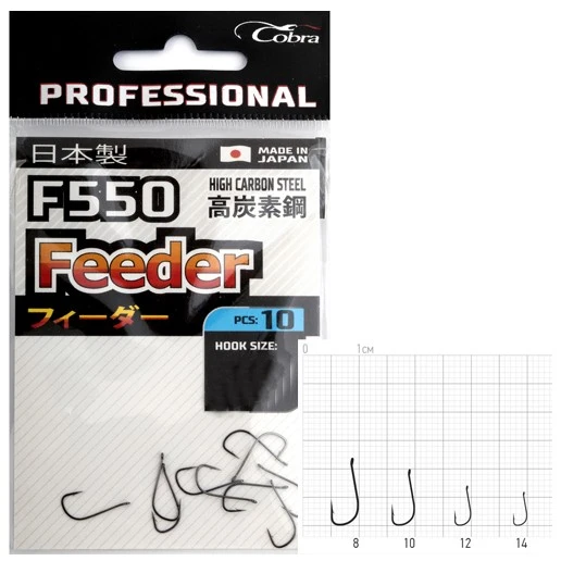 Крючок Одинарный Cobra Pro Feeder F550 №12 10 шт    F550-012 — характеристики,  особенности конструкции