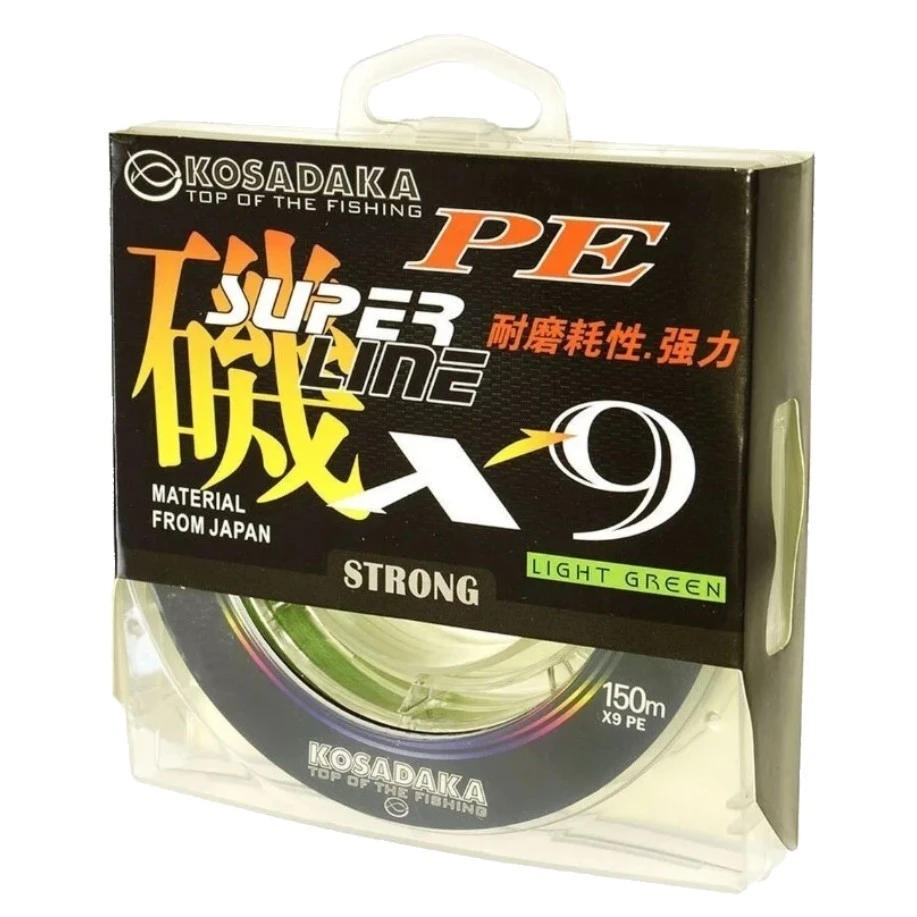 Плетеный шнур Kosadaka Super Line PE X9 150 м  PE # 1,2 Light Green 0,18 мм   BSLX9-150-LG-018 — характеристики,  особенности конструкции