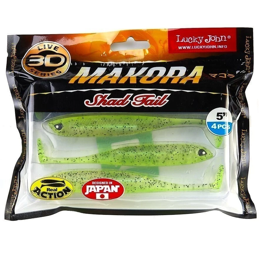 Силиконовая приманка Lucky John Makora Shad Tail 5.0in 127 мм 4 шт 006 3D Series  140410-006 — крупный план
	                                    2