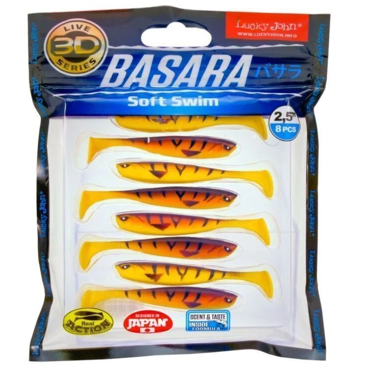 Силиконовая приманка Lucky John Basara Soft Swim 2.5in 63 мм 8 шт PG08 3D Series  140402-PG08 — крупный план
	                                    2