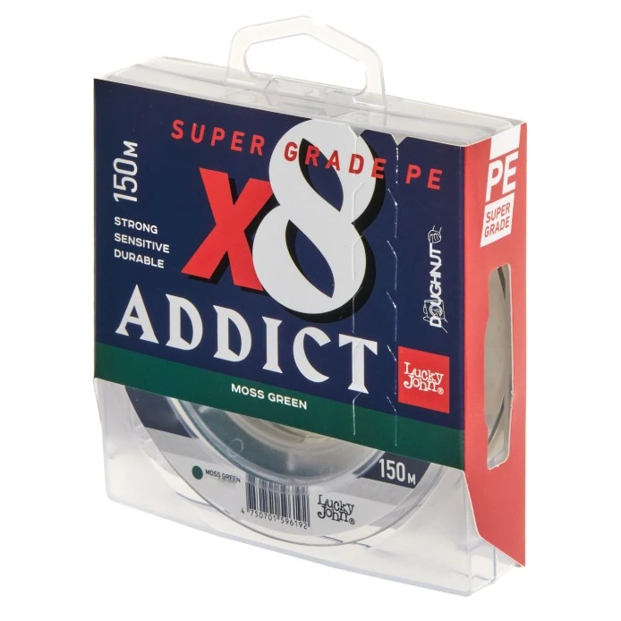 Плетеный шнур Lucky John Addict X8 Braid 150 м  PE # 1 Moss Green 0,16 мм   LJ4120-016 — характеристики,
	                                    особенности конструкции