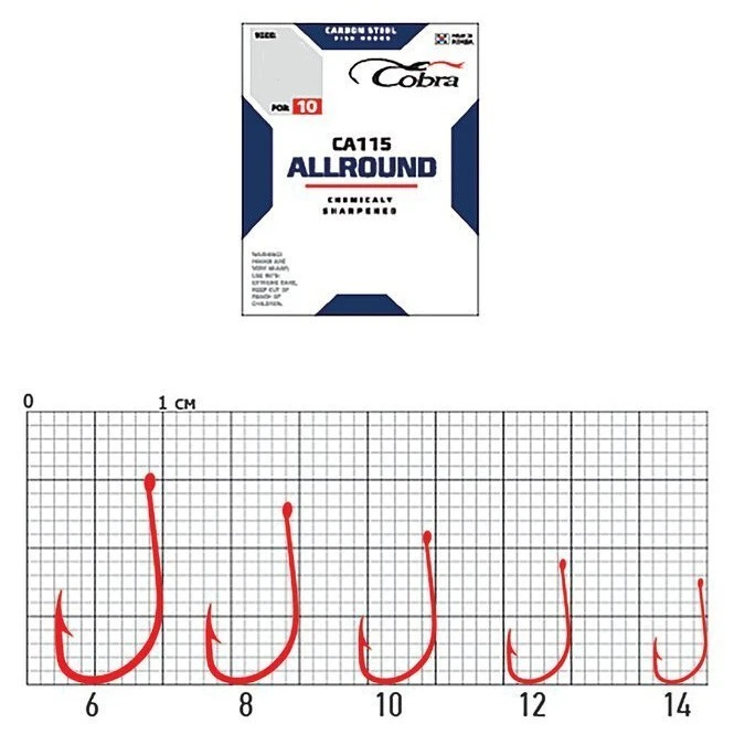 Крючок Одинарный Cobra Allround Capital CA115 №6 10 шт    CA115-006 — крупный план
	                                    1