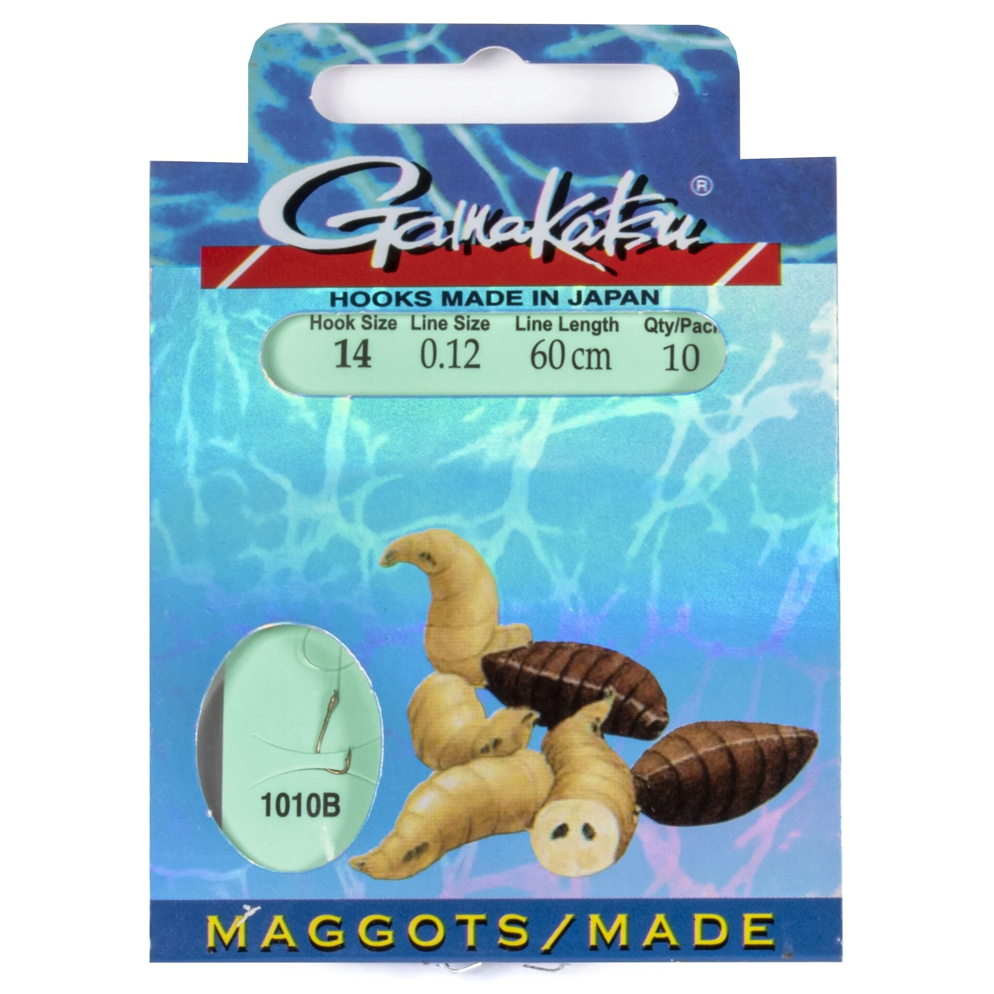 Поводок Gamakatsu Booklet Maggots 1010B 60 см  0,12 мм  10 шт №14  140143-014-012 — характеристики,
	                                    особенности конструкции