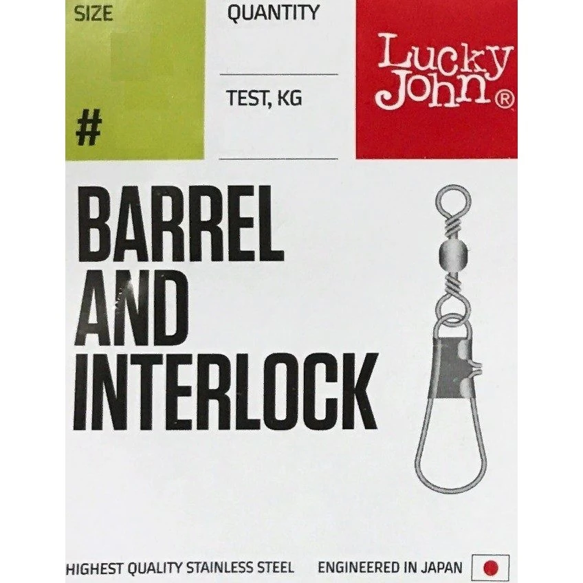 Вертлюг с застежкой Lucky John Barrel And Interlock №012 7 шт  Pro Series  LJP5103-012 — крупный план
	                                    2