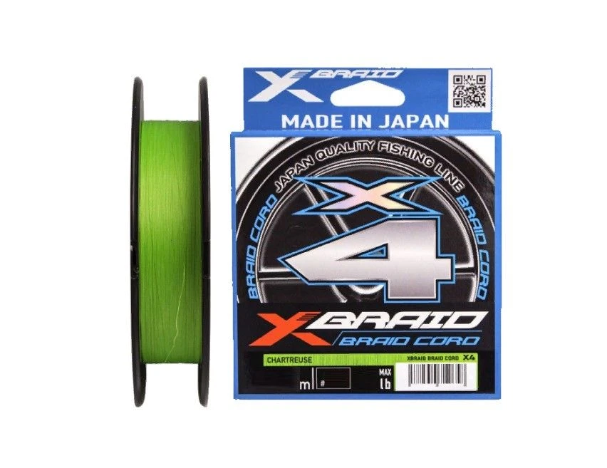 Плетеный шнур YGK X-Braid Cord X4 150 м  PE # 1,5 Chartreuse 0,205 мм — характеристики,  особенности конструкции