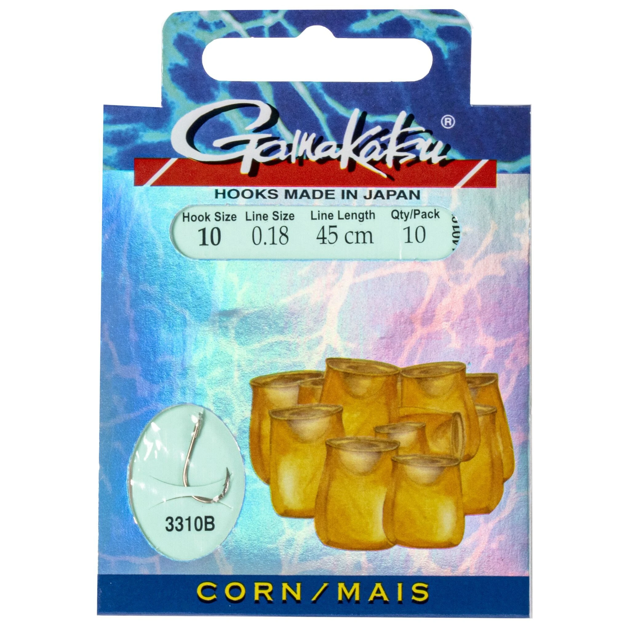 Поводок Gamakatsu Booklet Corn 3310B 45 см  0,18 мм  10 шт №10  140197-010-018 — характеристики,
	                                    особенности конструкции