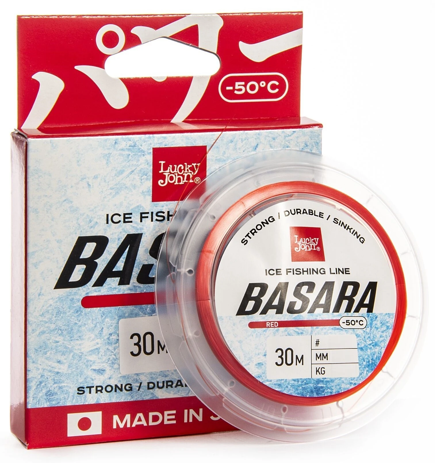 Леска монофильная Lucky John Basara 30 м 0,2 мм Red   LJ4002-020 — крупный план
	                                    1
