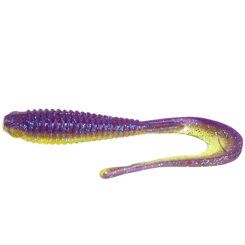 Силиконовая приманка Norstream Tricky Tail 4 102 мм 7 шт 03 Purple-Yellow — характеристики,  особенности конструкции