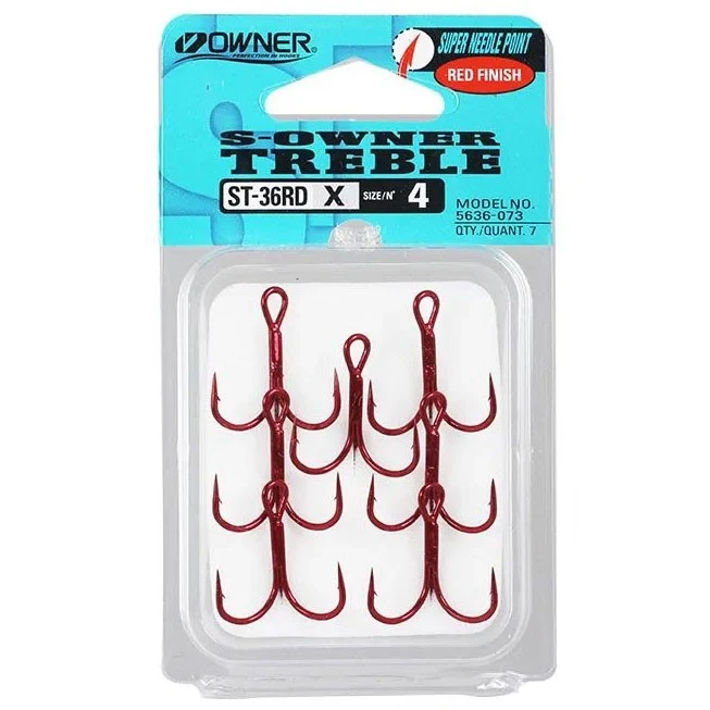 Крючок Тройной Owner ST-36RD №8 8 шт Red   ow-ST-36RD(5636)RE-8 — крупный план
	                                    1