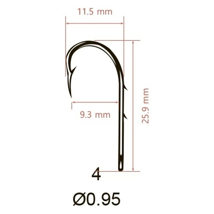 Крючок Одинарный Saikyo KH-11014 Bait Holder №4 10 шт BN   KH-11014BN4-10 — крупный план
	                                    2