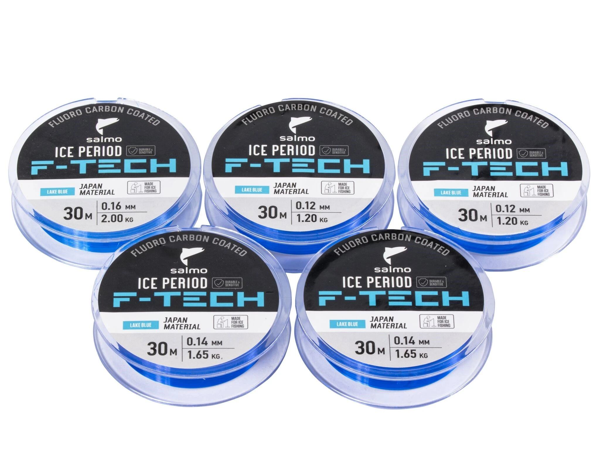 Леска монофильная Salmo Ice Period F-Tech 30 м 0,16 мм Lake Blue 5 штук, диам: 0,12; 0,14; 0,16   4526-SET — крупный план
	                                    1
