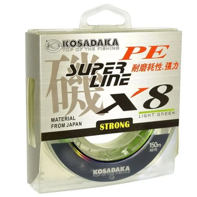Плетеный шнур Kosadaka Super Line PE X8 150 м  PE # 0,2 Light Green 0,08 мм   BSLX8-LG-008-150 — характеристики,  особенности конструкции