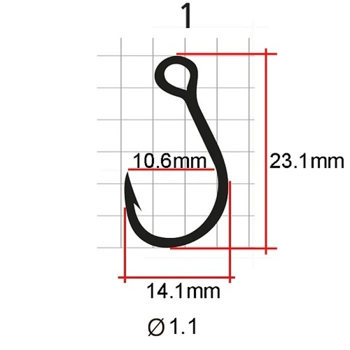 Крючок Одинарный Saikyo SS075 In-line Eye №1 8 шт BN   SS075-BN1-8 — крупный план
	                                    1
