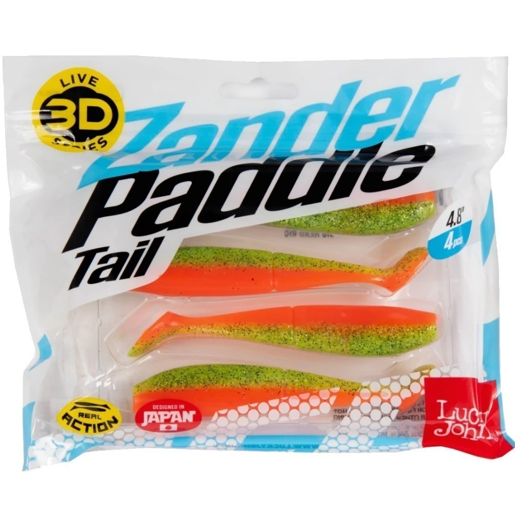 Силиконовая приманка Lucky John Zander Paddle Tail 4.8in 120 мм 4 шт Z12 3D Series  140430-Z12 — крупный план
	                                    2