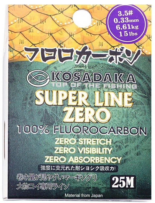 Флюорокарбон Kosadaka Super Line Zero 25 м 0,14 мм    FCSLZ-25-014 — характеристики,  особенности конструкции