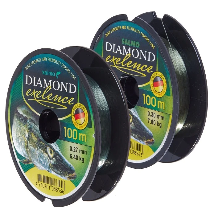 Леска монофильная Salmo Diamond Exelence 100 м 0,3 мм  2 штук, диам: 0,27; 0,3   4027TCBF-SET — характеристики,
	                                    особенности конструкции