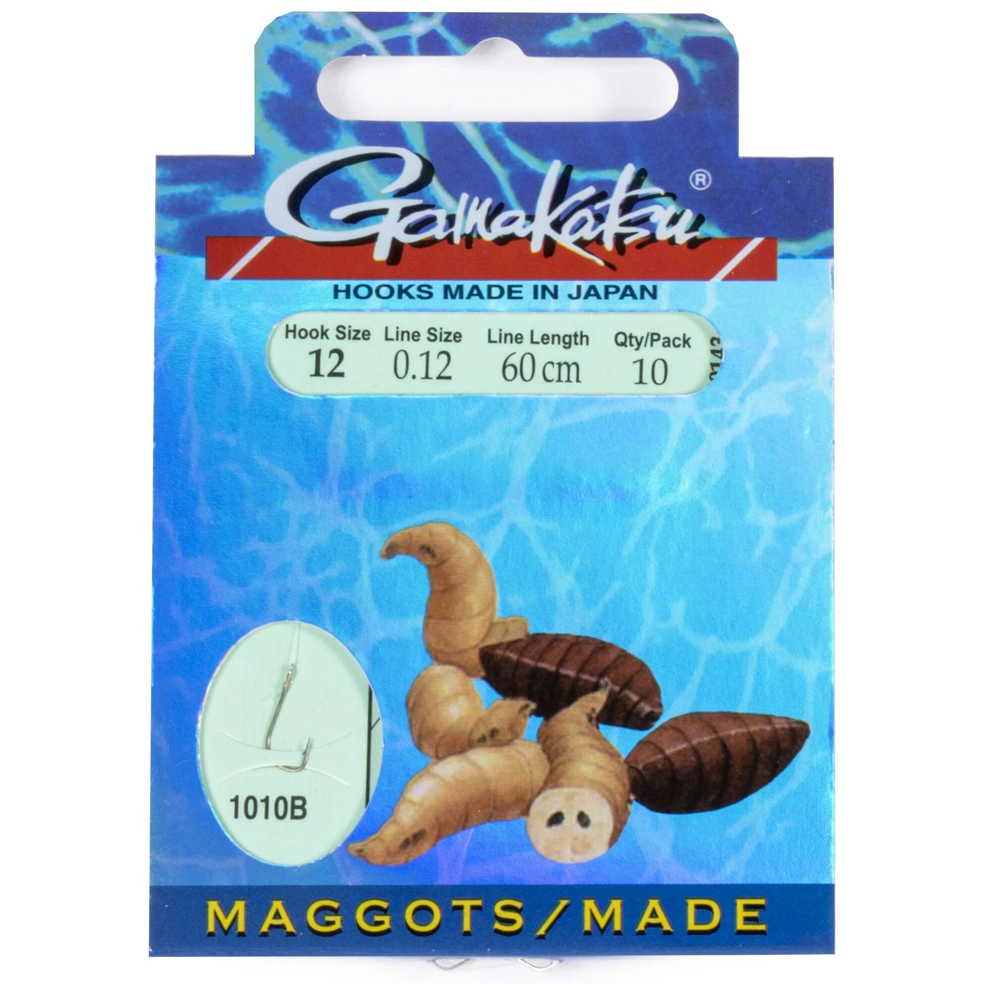 Поводок Gamakatsu Booklet Maggots 1010B 60 см  0,12 мм  10 шт №12  140143-012-012 — характеристики,
	                                    особенности конструкции