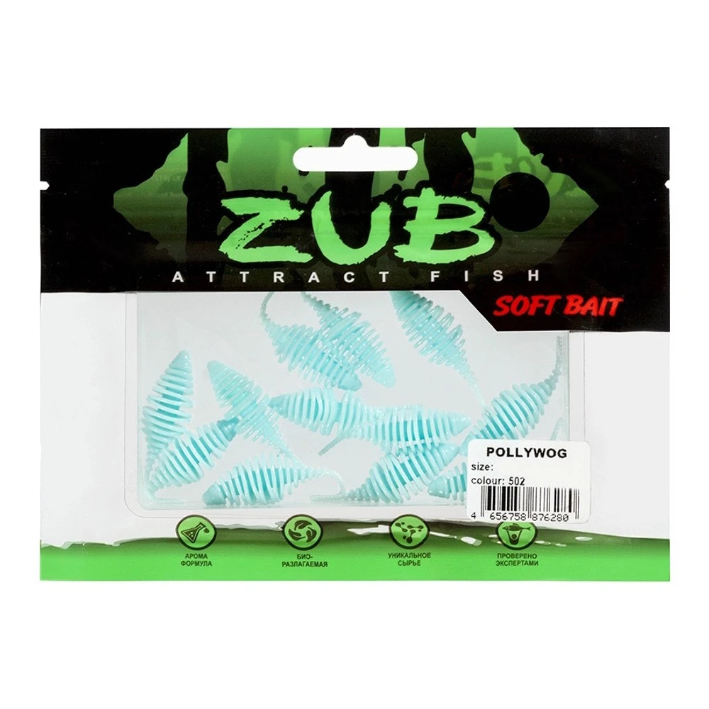 Силиконовая приманка ZUB Pollywog 40 мм 12 шт 502 голубой   LVR022 — крупный план
	                                    2