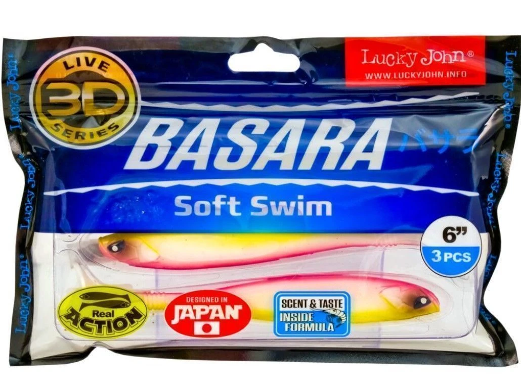Силиконовая приманка Lucky John Basara Soft Swim 6.0in 152 мм 3 шт PG04 3D Series  140405-PG04 — крупный план
	                                    1