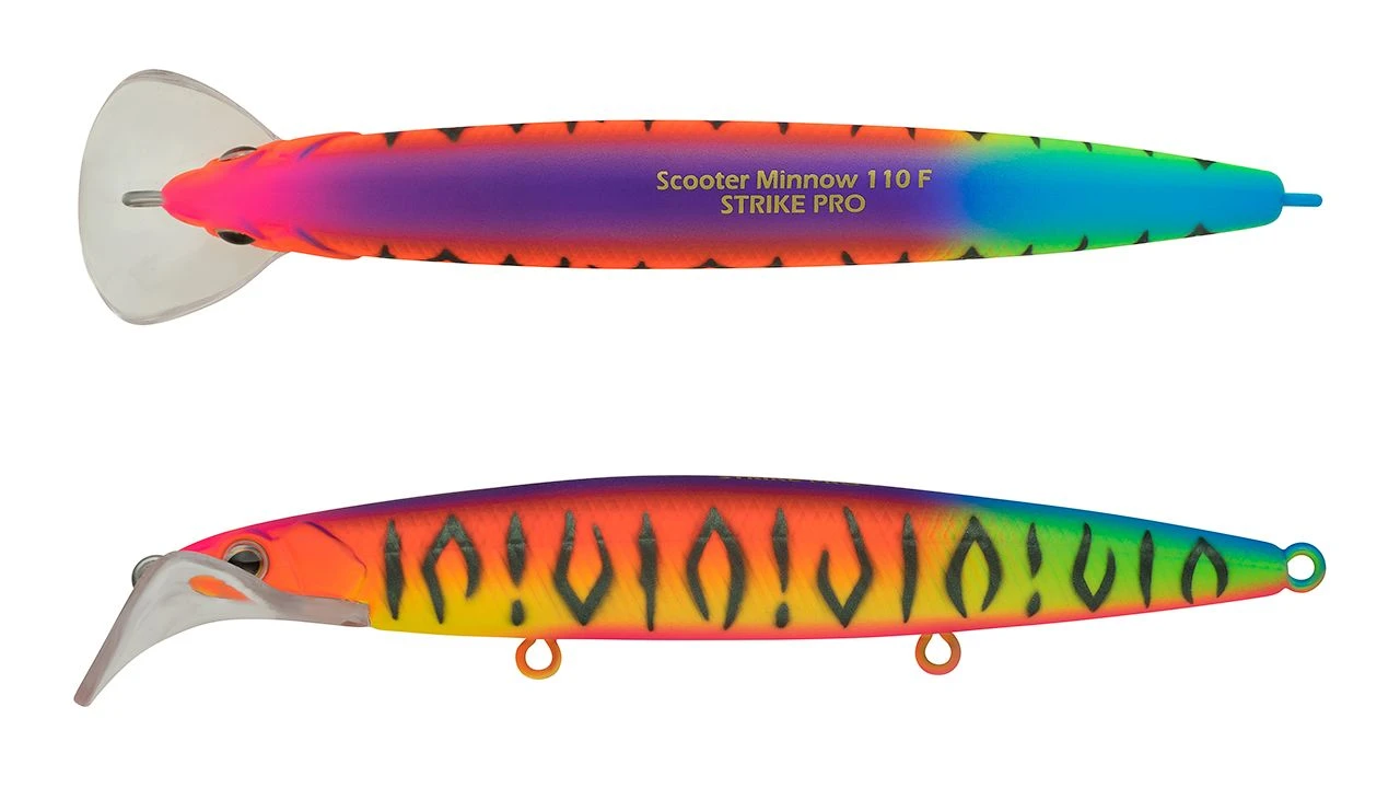 Воблер Strike Pro Scooter Minnow 110F A244S Parrot Mat Tiger 11,8 гр   EG-186F#A244S — крупный план
	                                    1