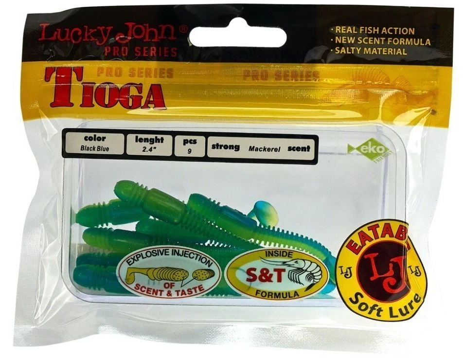 Силиконовая приманка Lucky John Tioga 2.4in 62 мм 9 шт T50 Pro Series  140119-T50 — крупный план
	                                    2