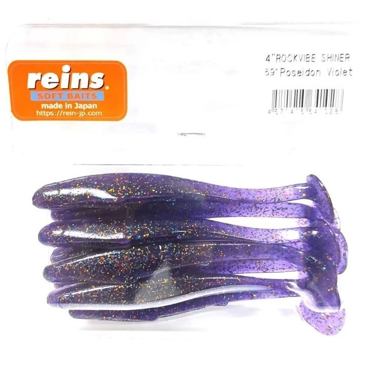 Силиконовая приманка Reins Rockvibe Shiner 4 101 мм 8 шт 591-Poseidon Violet   RVS4-591 — характеристики,
	                                    особенности конструкции