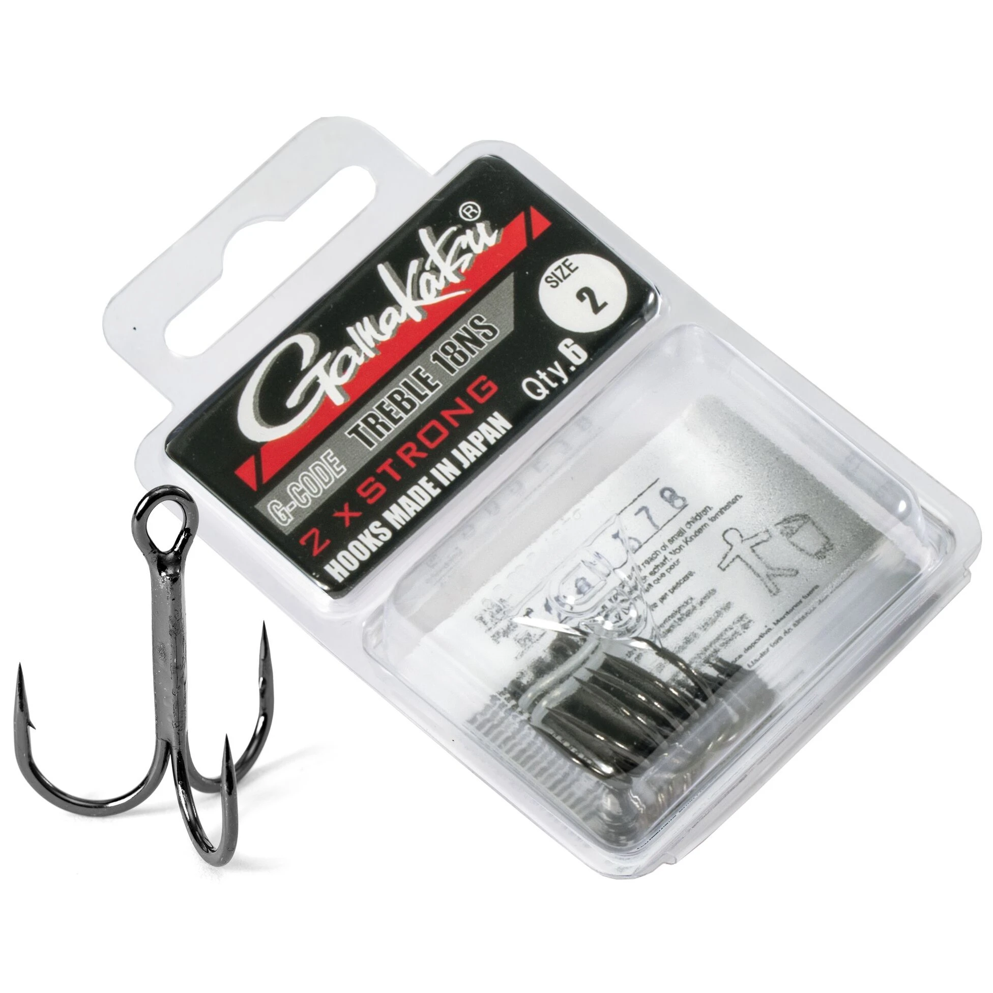 Крючок Тройной Gamakatsu Treble 18 Black №2 6 шт    149381-002 — крупный план
	                                    1