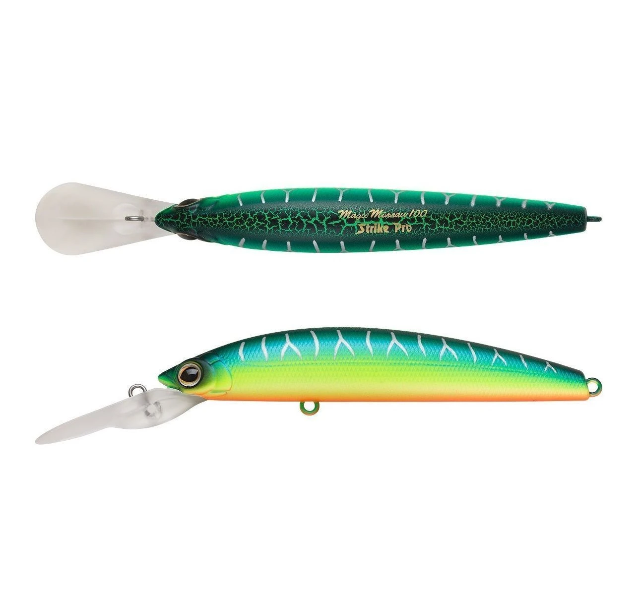 Воблер Strike Pro Magic Minnow 125 A223S-RP Pearl Mat Tiger 31 гр   EG-069F#A223S-RP — крупный план
	                                    1
