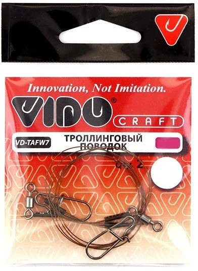 Поводок Vido Craft Троллинговый 75 см 18 кг  0,38 мм  2 шт   VD-TAFW7-038-18-75 — характеристики,  особенности конструкции