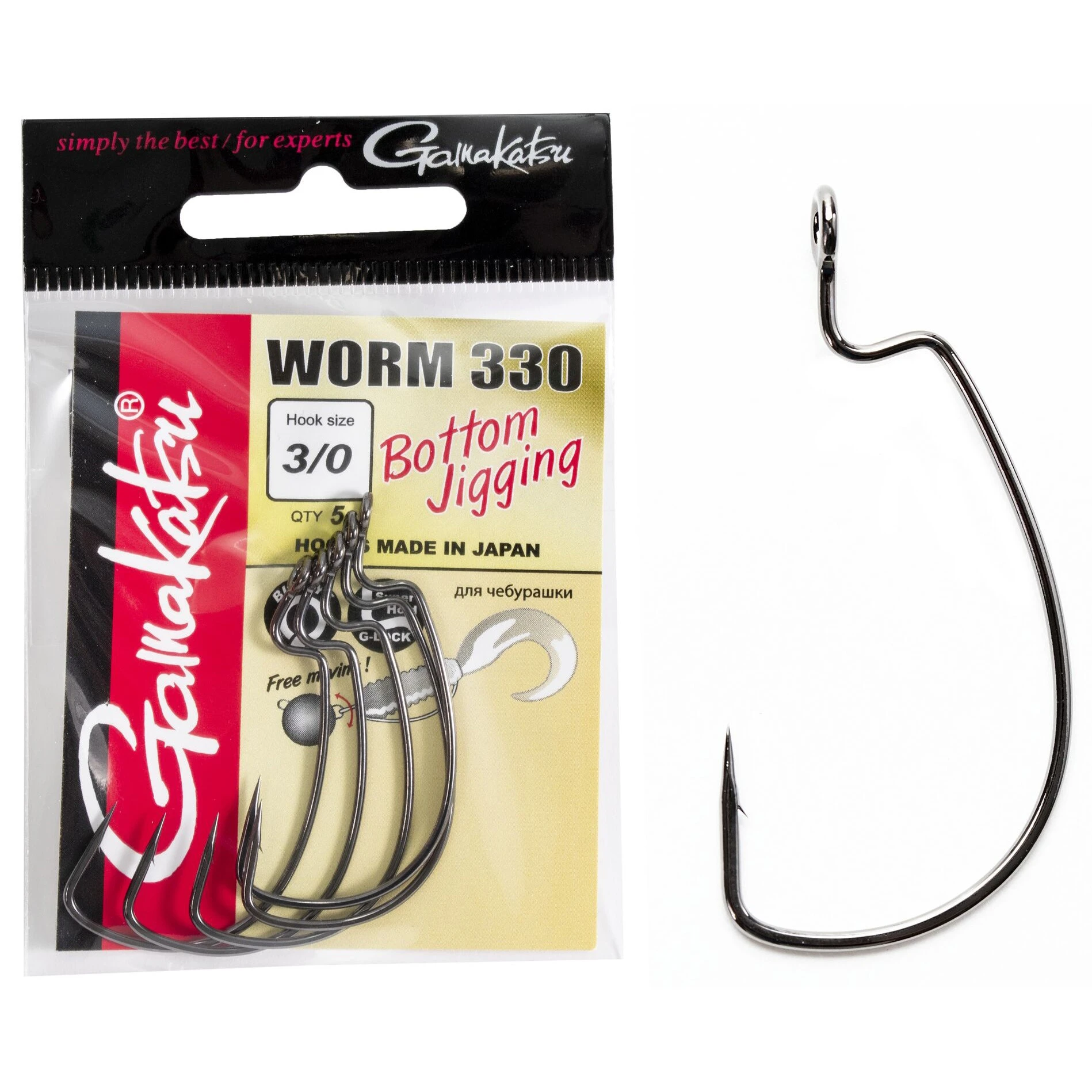 Крючок Офсетный Gamakatsu Worm 330 Bottom Jigging Hooks №3/0 5 шт    185097-003 — крупный план
	                                    1